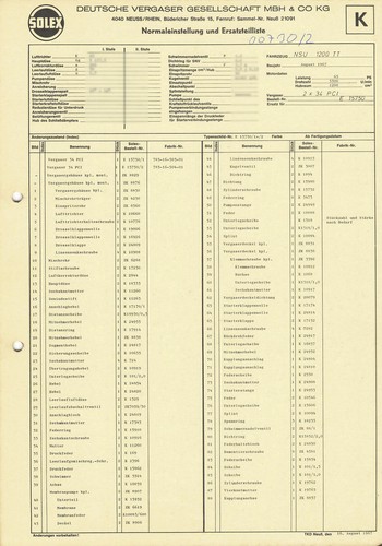 Datenblatt einstelldaten solex - datenblatt,