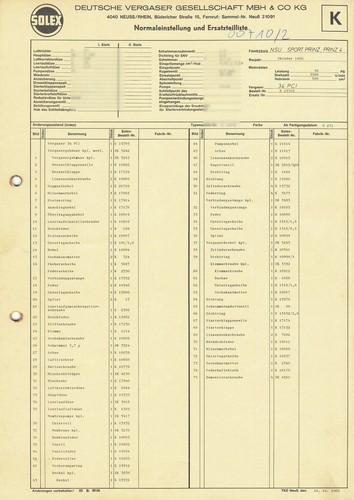 Datenblatt einstelldaten solex - einstelldaten,